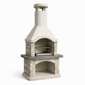Keramik Grillkamin mit Edelstahleinsatz Beige/Grau