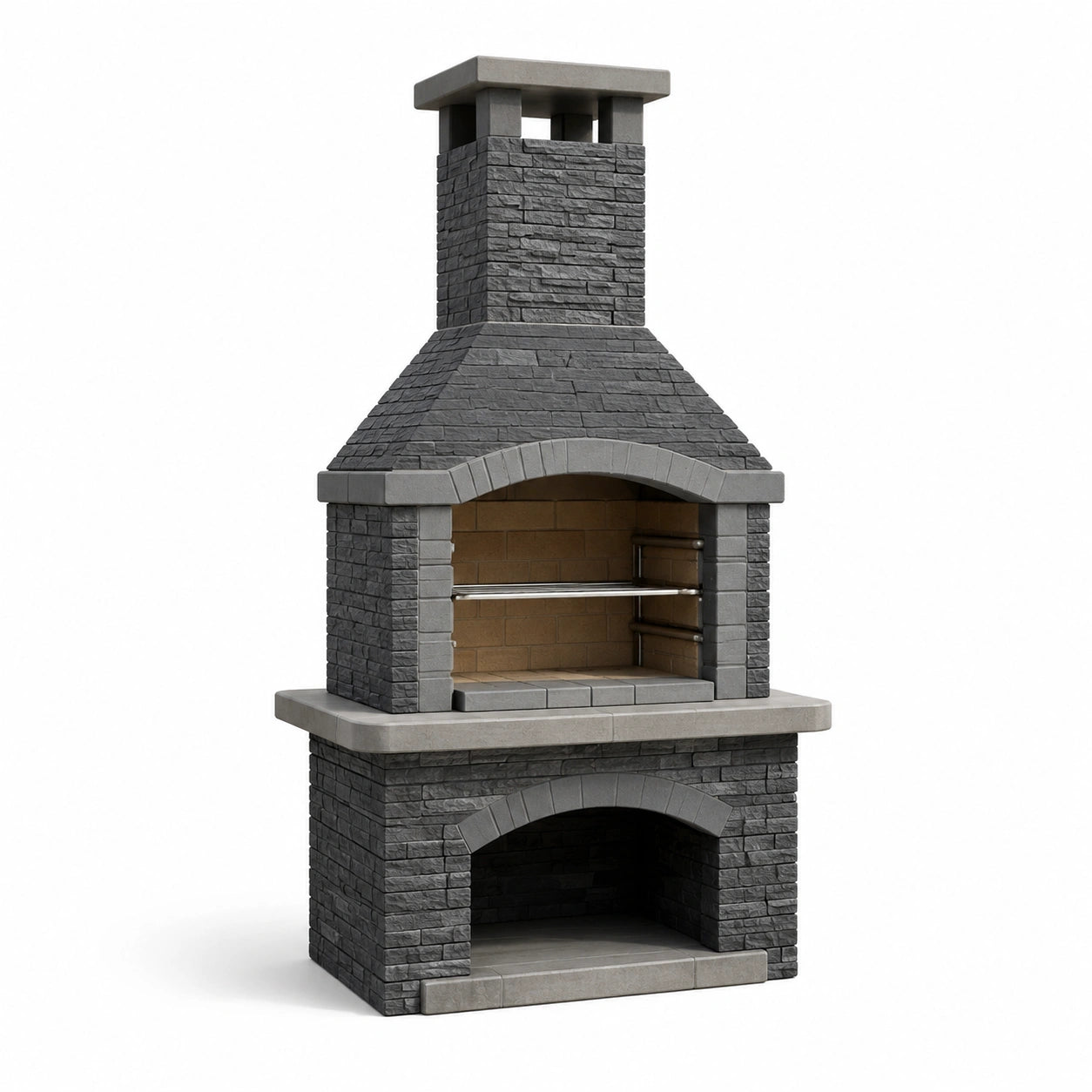 Außengrillkamin aus Steinverbund, anthrazit, 200 cm hoch