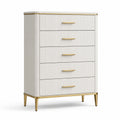 Schubladenschrank mit 5 Schubladen aus MDF und Stahl in Weiß/Gold