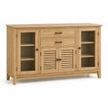 Sideboard aus Eichenholz mit gehärtetem Glas und 2 Schubladen, 2 Türen Natur 90x150x40cm