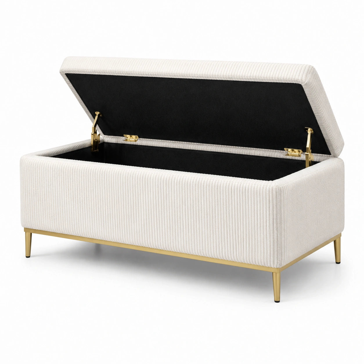 Samt-Aufbewahrungsbank Beige mit Metallrahmen 120 cm
