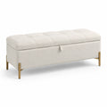Stoffbezogene Aufbewahrungsbank, Metallbeine, beige