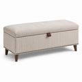 Cord-Aufbewahrungsbank mit Holzbeinen Beige 120x40x45 cm