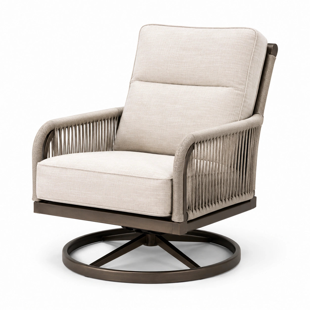 Drehsessel aus Aluminium und Polyesterseil Beige