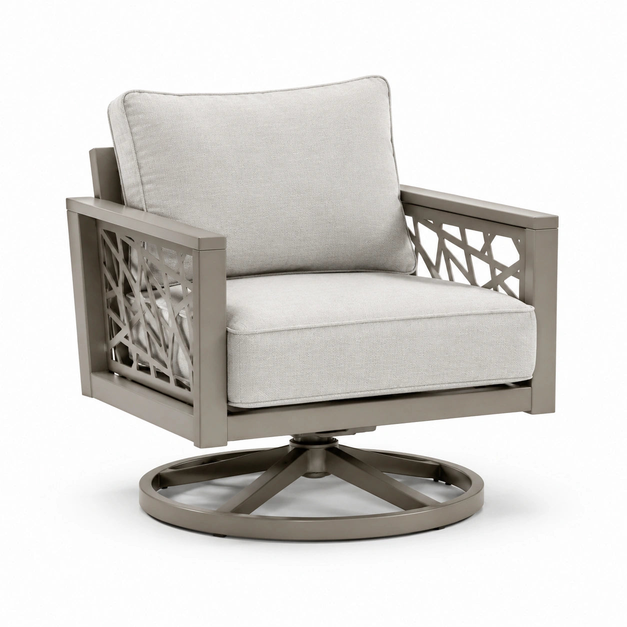 Aluminium Drehsessel mit Polyesterschaumkissen Beige