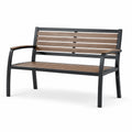 Gartenbank Metallrahmen Akazienholz 125cm Braun/Schwarz