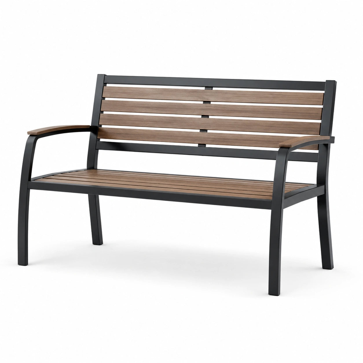 Gartenbank Metallrahmen Akazienholz 125cm Braun/Schwarz