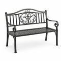 Schwarze Schmiedeeisen Gartenbank mit Ornamenten