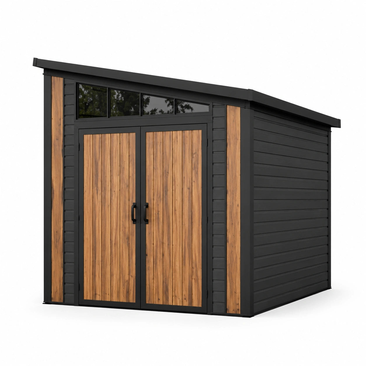 Metall-Gartenhaus mit Holzoptik 210x200x210 cm Schwarz/Natur