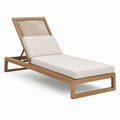 Teakholz Gartenliege mit Polster Beige