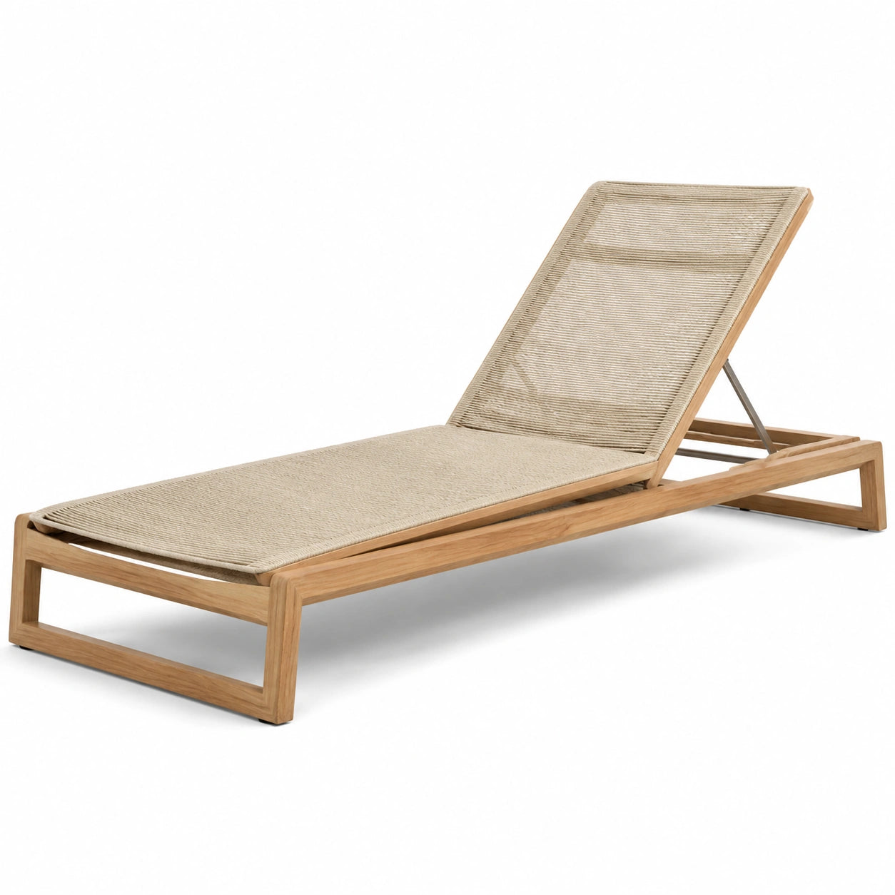 Gartenliege aus Teakholz mit Polyestergewebe Beige