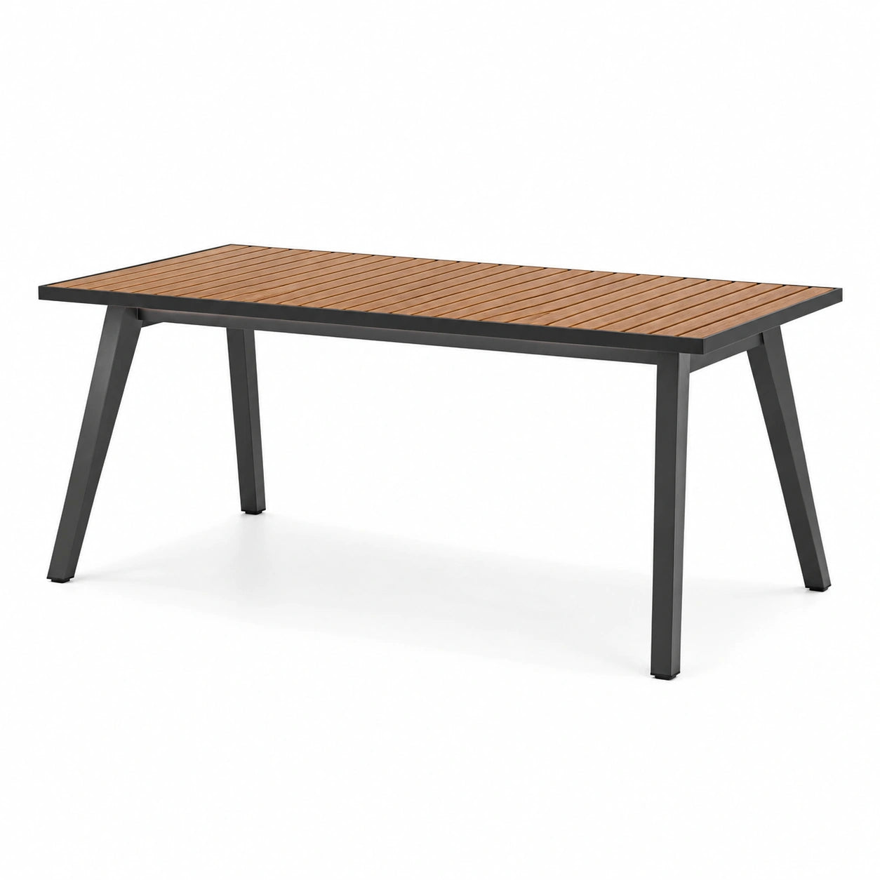Gartentisch Aluminium Teak 180x90 cm Schwarz