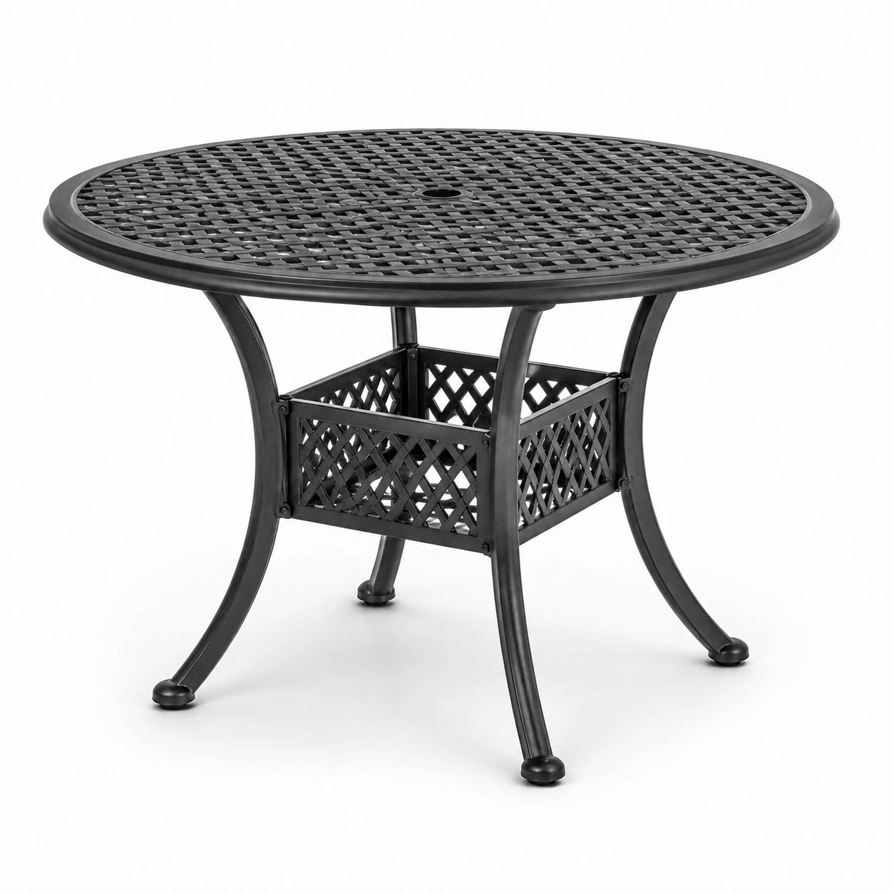 Runder Gartentisch aus Aluminium in Schwarz, 90 cm